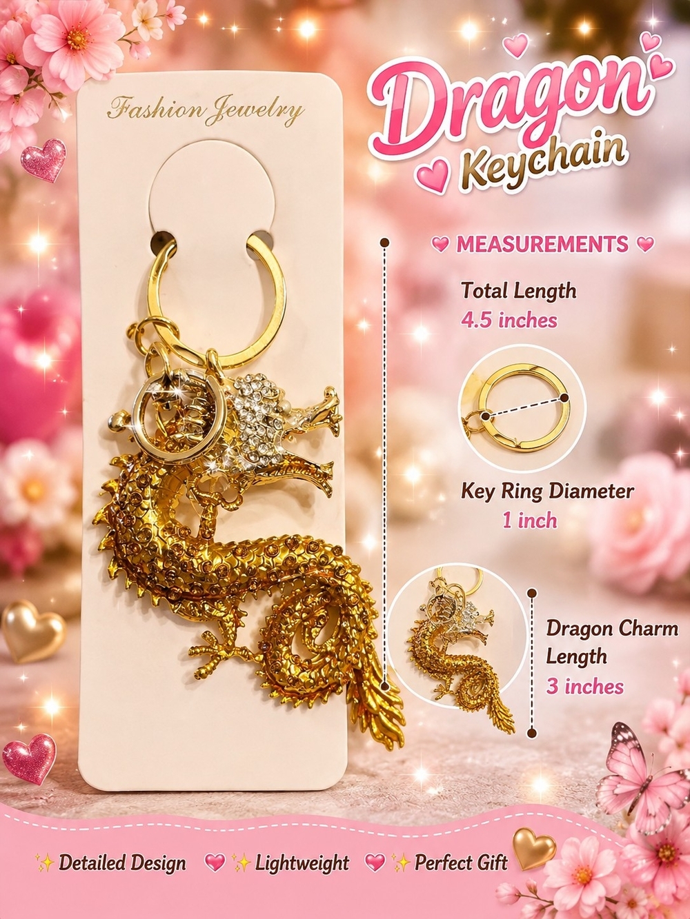 Fashion Jewelry gold dragon Keychain